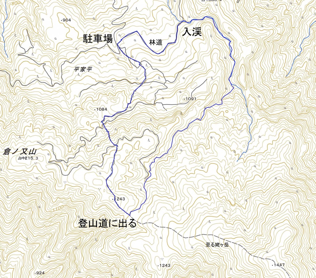 姥ヶ岳＿沢(ルート図）