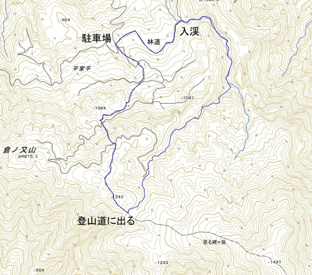 姥ヶ岳_沢(ルート図)